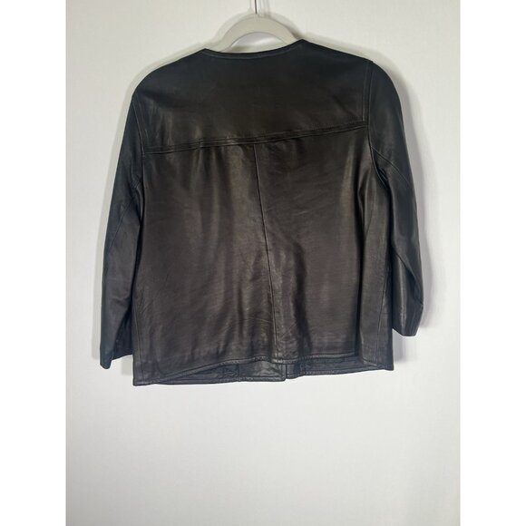 Classiques Entier Nordstrom black supple leather swing coat preppy business L - Picture 3 of 10